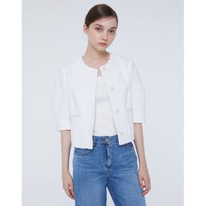 질스튜어트 뉴욕 여성 24SS 화이트 포켓 버튼 반팔 트위드자켓 JSJA4B280WT