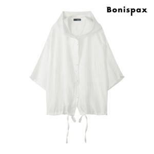 [보니스팍스] 시스루 후드 7부 블라우스 (XP6SH018M0)