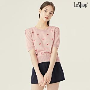 [르샵]라운드넥 펄 스팽글 포인트 반팔 니트 (DO1KT051A)