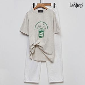 [르샵]데일리 팝콘 프린팅 반팔 티셔츠 (DO1LW025A)