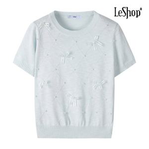 르샵  리본 아가일 반팔 니트 (BP6KP014A)