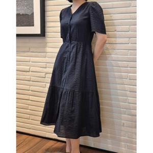 헤지스 여성 25SS CAPSULE 여름 서커 원피스 네이비 HSDR5BS01N2
