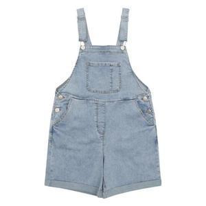 에꼴리에 HC33 4부 워싱 블루 멜빵 데님바지 24B1265