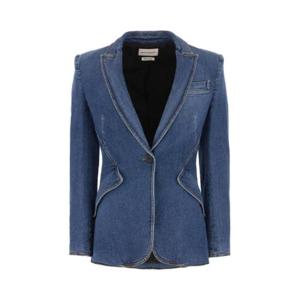 Alexander McQueen 싱글 브레스티드 데님 재킷 708621QMABQ 4118 TP935217975