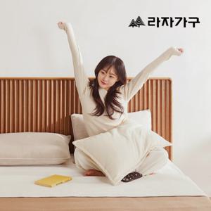 라자가구 린네 템바보드 양면 헤드 원목 침대 프레임 퀸 Q + 협탁2