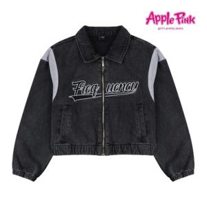 [애플핑크]바시티 블랙 데님자켓 (APXPT111GSB)