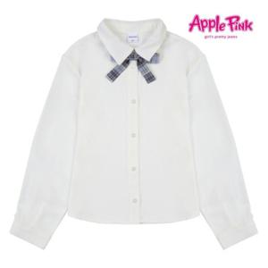 [애플핑크]배색 리본 쉬폰 블라우스 (APK1T166GSW)