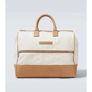 Brunello Cucinelli 레더 트리밍 캔버스 더플 백 P01046368