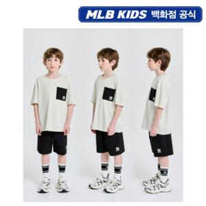 [MLB키즈PG] 베이직 아웃도어 메쉬 포켓 아동 티셔츠세트 (7AS1B0653-50CRM)