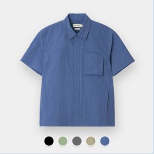 [지오다노]남자 여름 쿨 나일론 오버핏 반팔 셔츠 045512