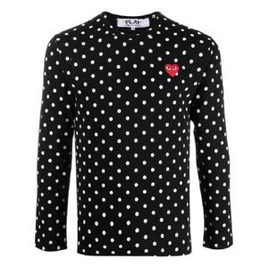 25 SS 꼼데가르송 폴카 도트 프린트 긴소매 티셔츠 AZT166BLACK TP437835540