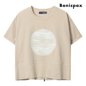 보니스팍스  써클 프린팅 백 지퍼 라운드넥 반팔 티셔츠 (XP5TS019M0)