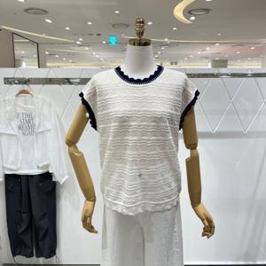 [밸리걸] 배색 포인트 웨이브 패턴 니트 601820