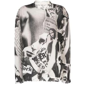 R13 Black Newspaper Intarsia Cashmere Sweater R13WY199Y017B TP719862658