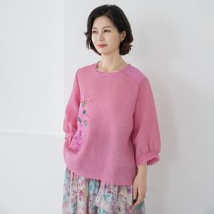 엄마옷 마담4060 레이스패치생활한복블라우스 여름블라우스 -ZKC2506010-