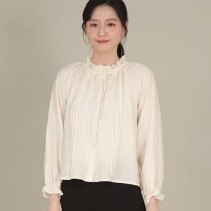 [애비뉴투지]세줄 핀턱 리본 셔링 긴팔 봄 여름 블라우스 B03510