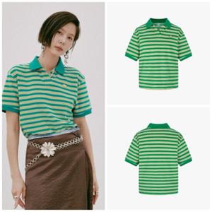[휠라] FILA 여성용 김나영 착용 테리 세미크롭 카라티 FS2TSH2459FGRN
