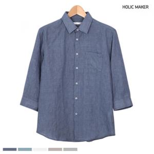 [리빌모아]남자 데일리 린넨 카라 7부 남방 셔츠 DMES-SHS-STS14