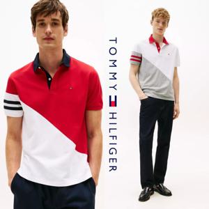 타미힐피거 TOMMY HILFIGER XM05158-YCF 남자 레귤러핏 컬러블럭 반팔 폴로 셔츠