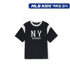 MLB키즈 바시티 배색 레터 반팔티셔츠 (7ATSV025350BKS)