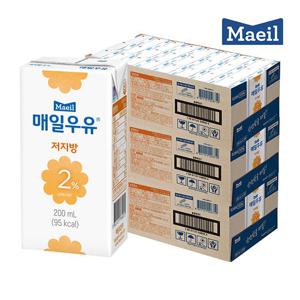 [매일우유] 매일 멸균우유 저지방우유 2% 200ML 72팩 흰우유