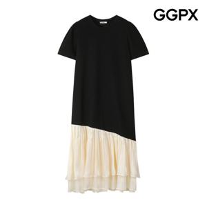 GGPX  사선 더블 쉬폰 맥시 반팔 원피스 (GP4OP075F)