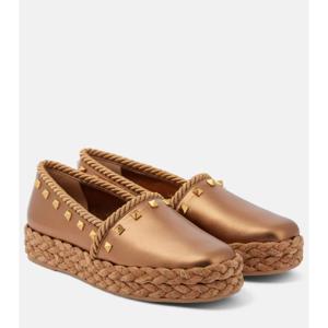 발렌 Rockstud 메탈릭 레더 에스파드리유 P01000418