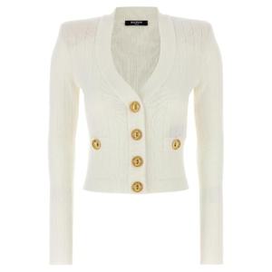 BALMAIN 로고 버튼 가디건 DF1KL007KB070FA