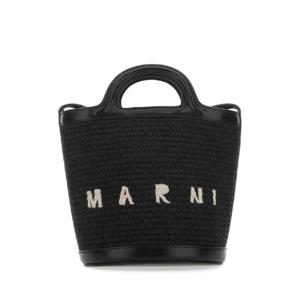MARNI 블랙 가죽 및 라피아 트로피칼리아 버킷 백 SCMP0056Q1P3860 00N99