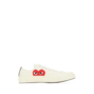 COMME DES GARCONS PLAY 아이보리 캔버스 스니커즈 P1K111 WHITE