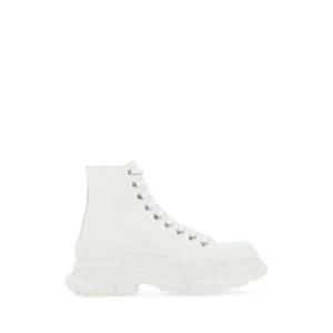 ALEXANDER MCQUEEN 화이트 캔버스 트레드 슬릭 스니커즈 697080W4MV2 9000