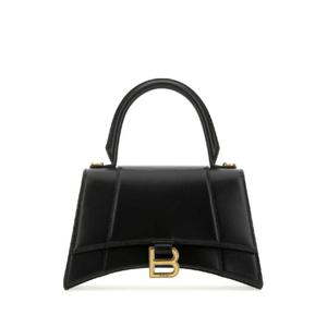 BALENCIAGA 블랙 가죽 스몰 아워글래스 핸드백 5935461QJ4M 1000