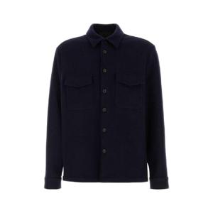 PRADA 미드나잇 블루 울 블레드 셔츠 SC787SOOO1Y5V F0008