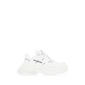 BALENCIAGA 화이트 합성 가죽 트리플 S 스니커즈 524039W2FA1 9010