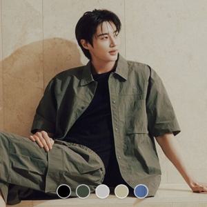 [지오다노] 남성 오버핏 아우터 타입 반팔 셔츠 045512