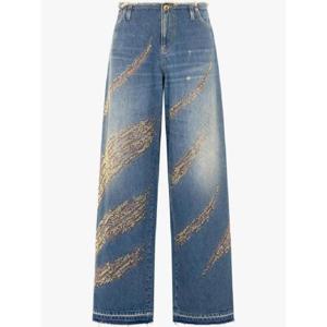 25 SS 로베르토 카발리 디스트레스드 데님 와이드 진 UKJ225VT007 TP435833478