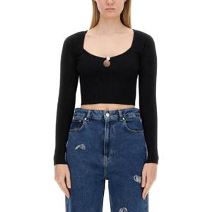 MOSCHINO JEANS 리브드 크롭 탑 09158205_0555