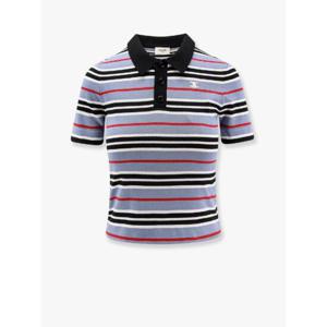 CELINE Cotton knit polo shirt with striped motif RY0BY886Z