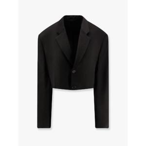BALENCIAGA Single breasted cut off viscose and wool blazer 839295