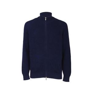 남성 Brunello Cucinelli 하이넥 집업 니트 가디건 C9078PRUSSIA