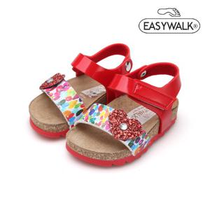 [이지워크]글리터 하트 레드 코르크 샌들 EASDD1I2 키즈샌들 아
