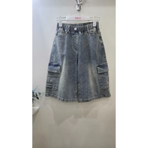 [소이]6.5부 카고 버뮤다 블루진 25F0286