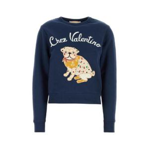 VALENTINO GARAVANI navy blue cotton sweatshirt 7B3MF24Z9L8 D51