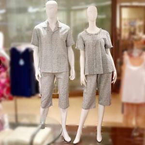 [와코루] 남여 면 레이온 요루 잔꽃나염 파자마SET (WPA7167M,7167W)