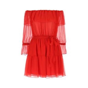 구찌 러플 시폰 숏 원피스 730915ZHS57 6490 RED