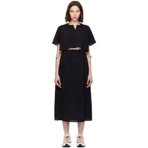 25 SS 스노우피크 여성 블랙 립스탑 미디 드레스 251419F054000