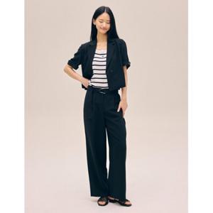 [나이스클랍] N252MWP504 25SS 세미 와이드 뒷 밴딩 팬츠 블랙