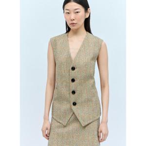 25 SS Bottega Veneta 여성 프린스 오브 웨일즈 웨이스트코트 bov0257015bei