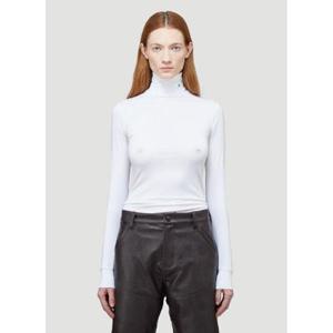 25 SS 라프시몬스 여성 R Embroidered Turtleneck Top raf0244009wht