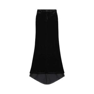 Saint Laurent 버튼 디테일 벨벳 스커트 716466Y05PA 1000 TP934663505